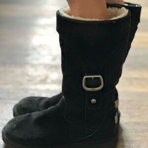 Women’s Black UGG Boots with Zipper/Buckle